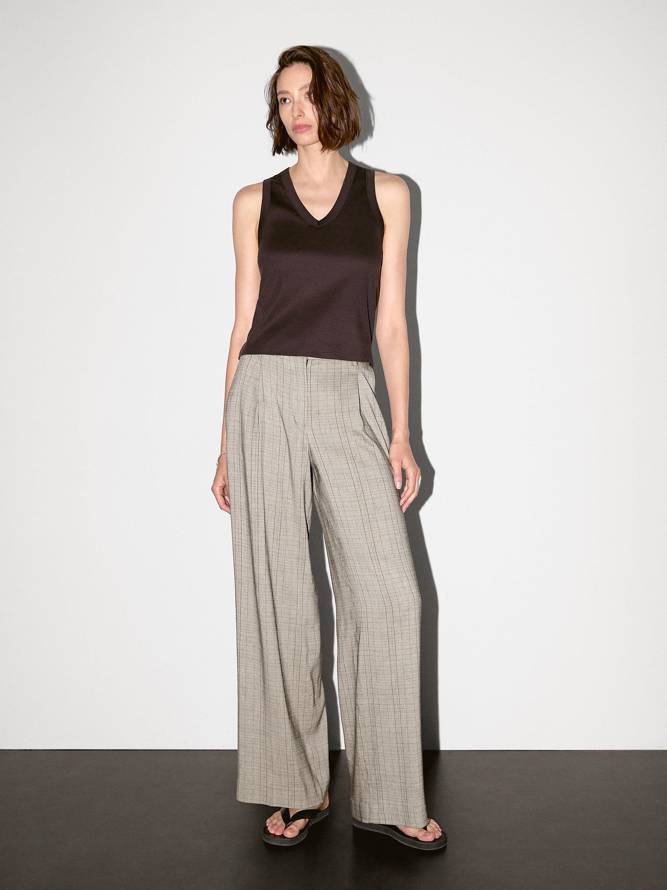 Pantalon de tailleur imprimé à carreaux